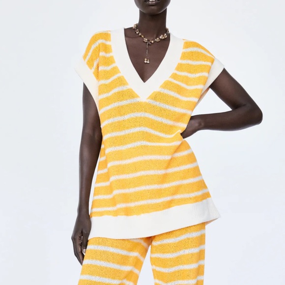 Zara Lightweight Striped Oversized Sweater Vest - Picture 4 of 7